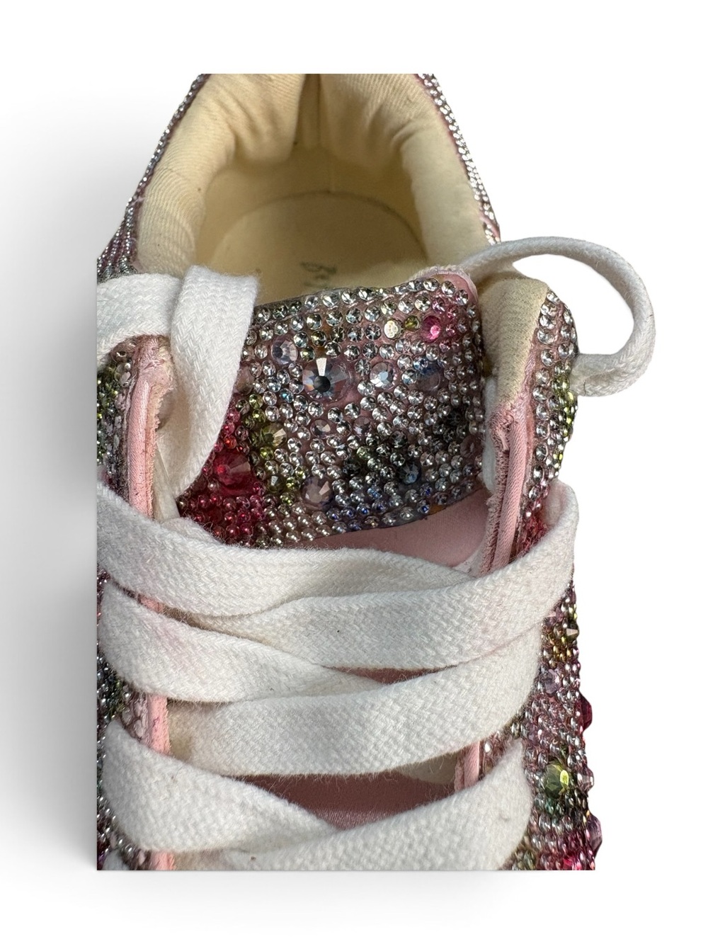 Sale‼️ Betsey Johnson Pink Crystal Floral Lace-Up Sneakers - Picture 3 of 6